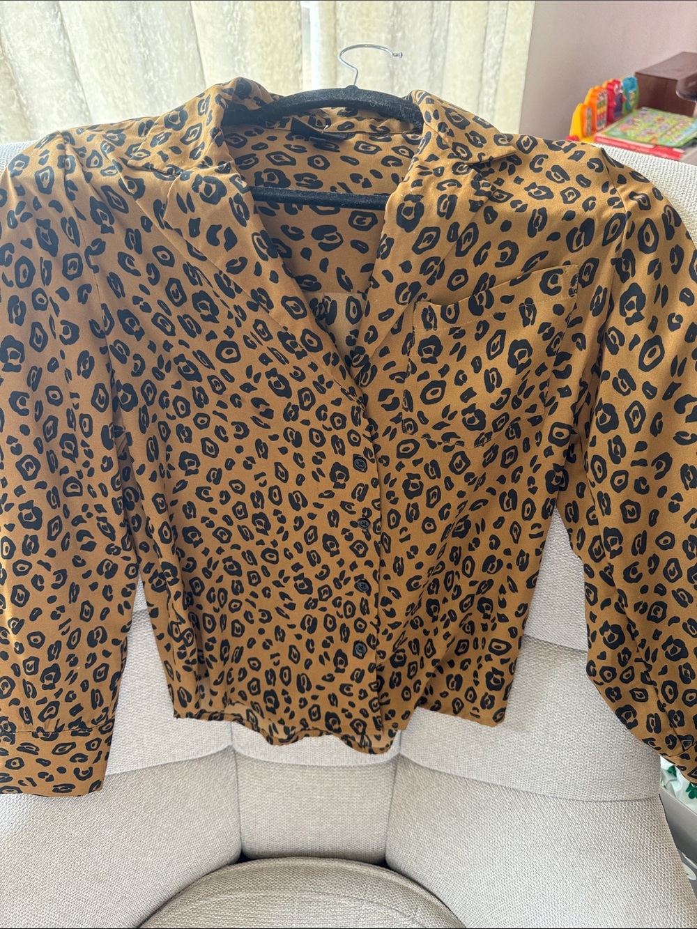 Who What Wear Brown Leopard Print Button-Down Shirt